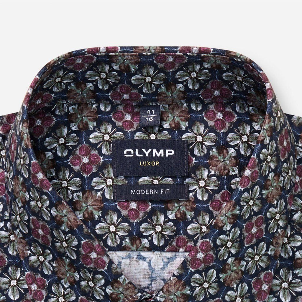 Tmavomodrá vzorovaná pánska košeľa OLYMP Luxor Modern Fit