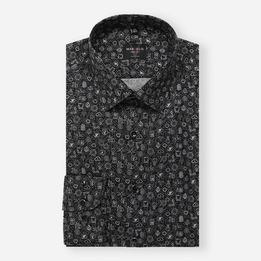 Čierna košeľa Marvelis, Body fit