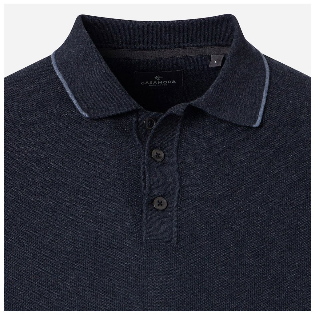 Pánska tmavomodrá pletená polokošeľa CasaModa