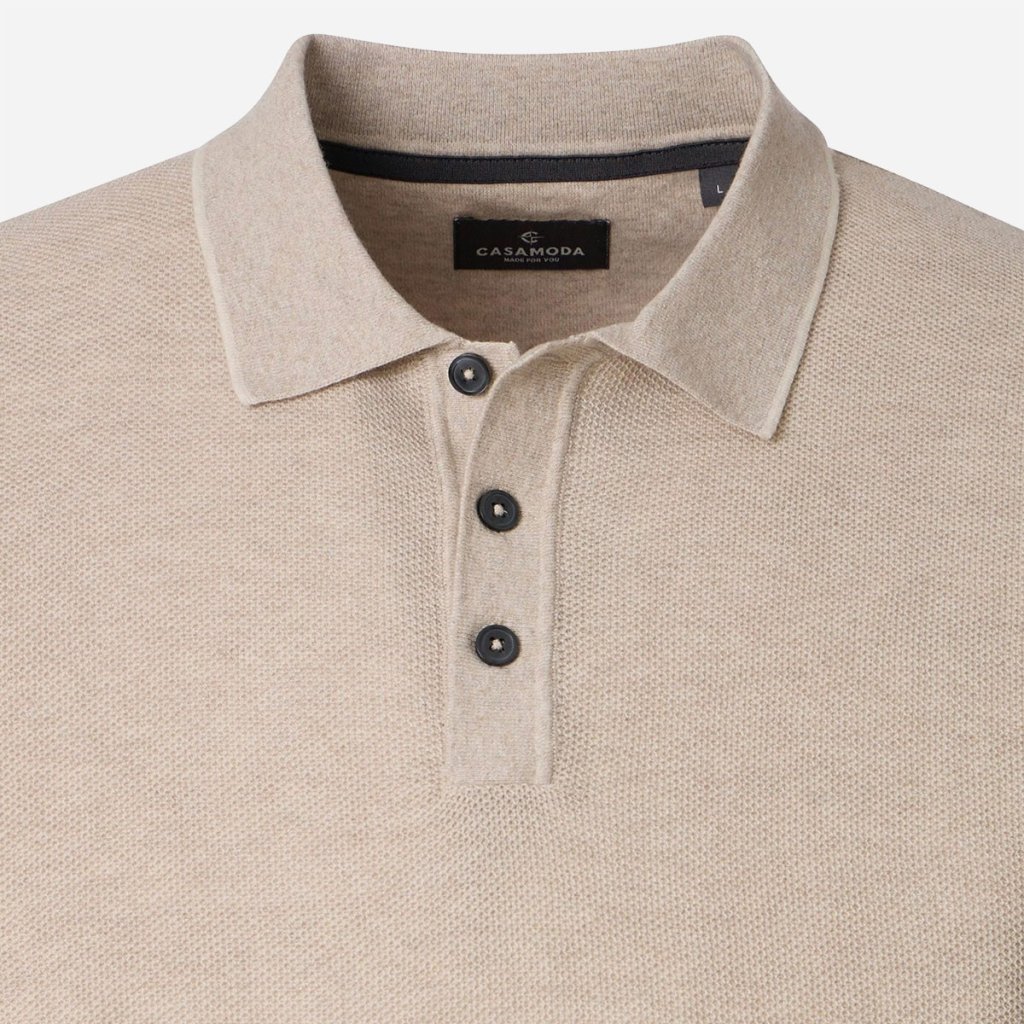 Pánska béžová pletená polokošeľa CasaModa