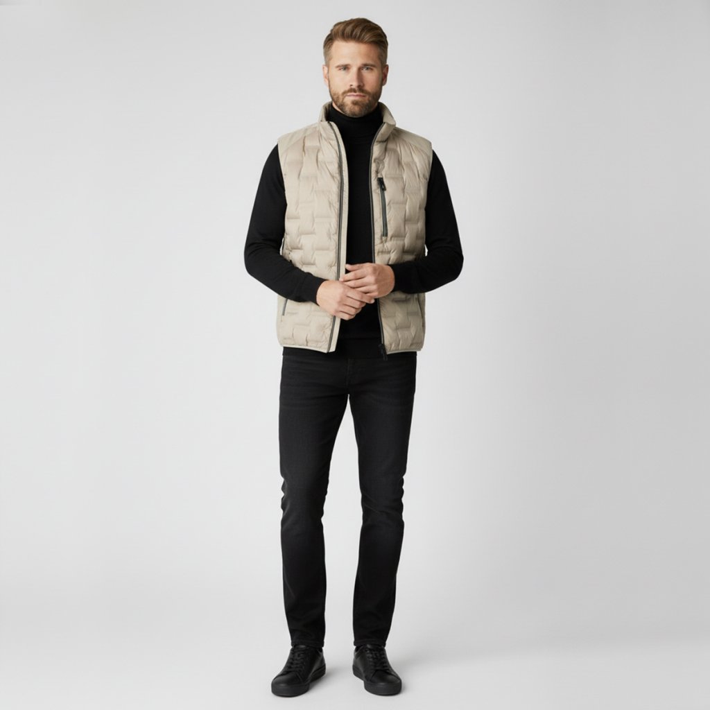 Pánska béžová prešívaná vesta CASAMODA