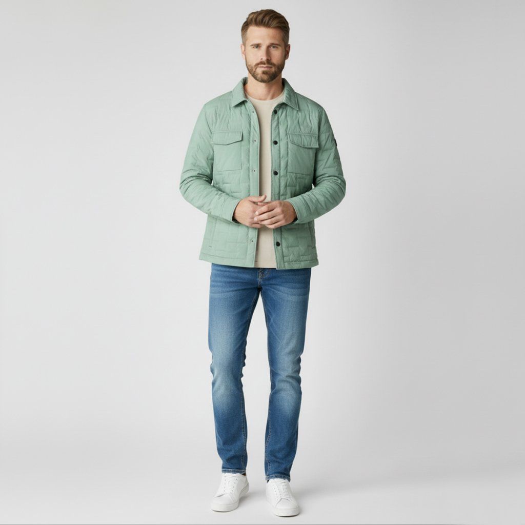 Pánska svetlozelená košeľová bunda CASAMODA