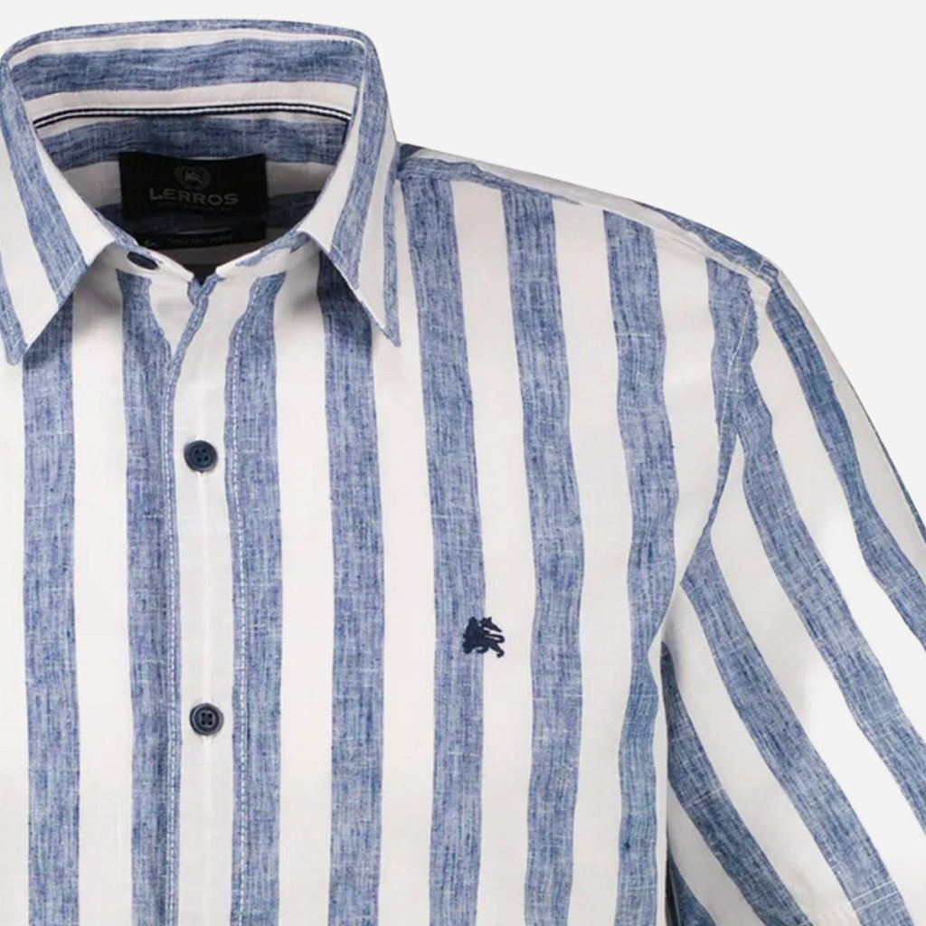 Pánska pruhovaná košeľa LERROS s krátkym rukávom v mentolovej farbe