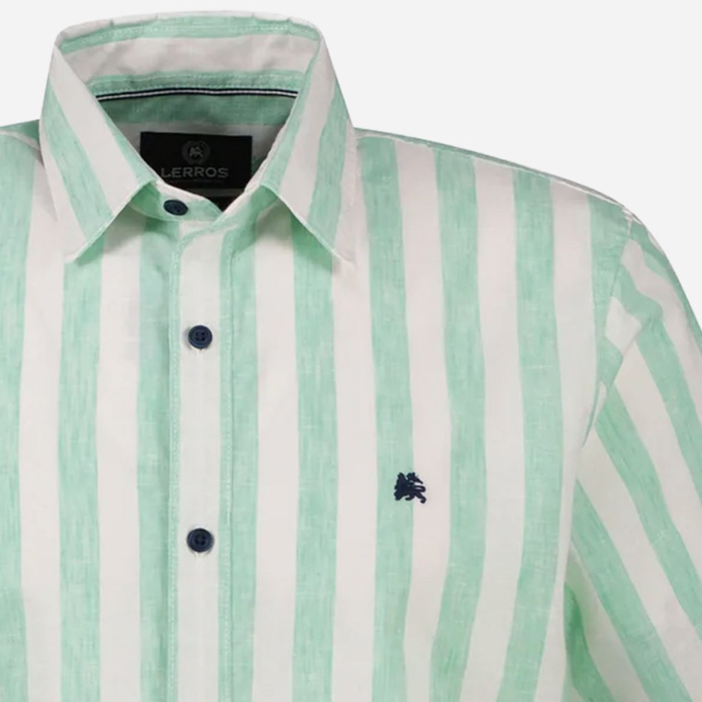 Pánska pruhovaná košeľa LERROS s krátkym rukávom v mentolovej farbe