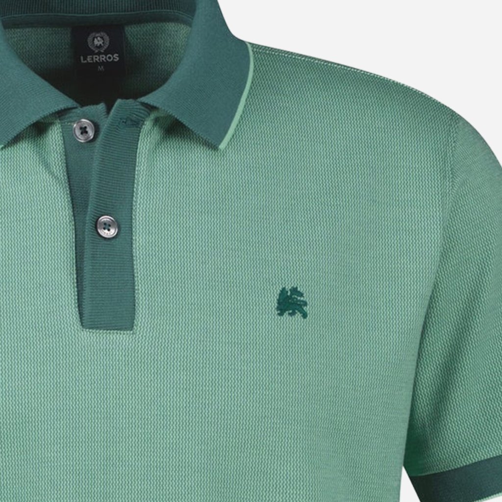 Detail pánskej dvojfarebnej polokošele LERROS v zelenej farbe Soft Teal