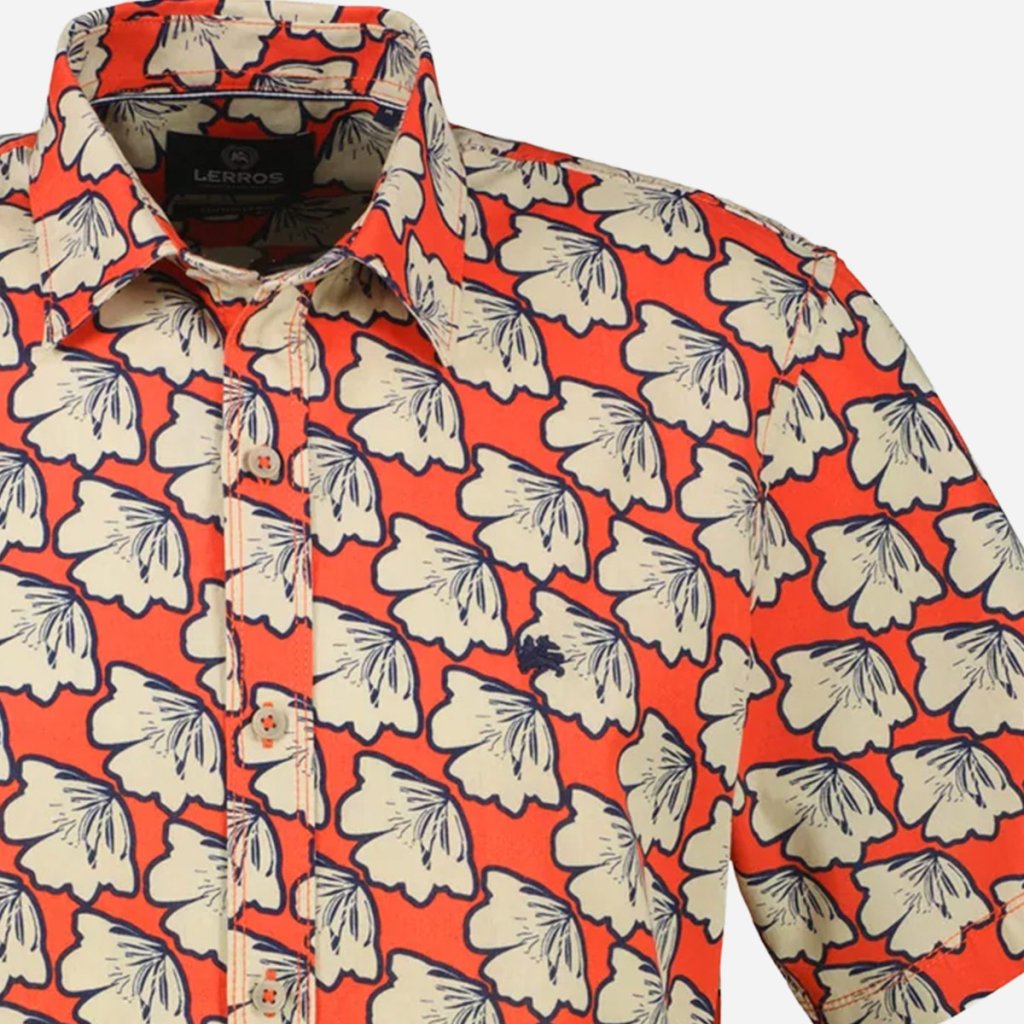 Pánska košeľa LERROS s kvetinovou potlačou a krátkym rukávom