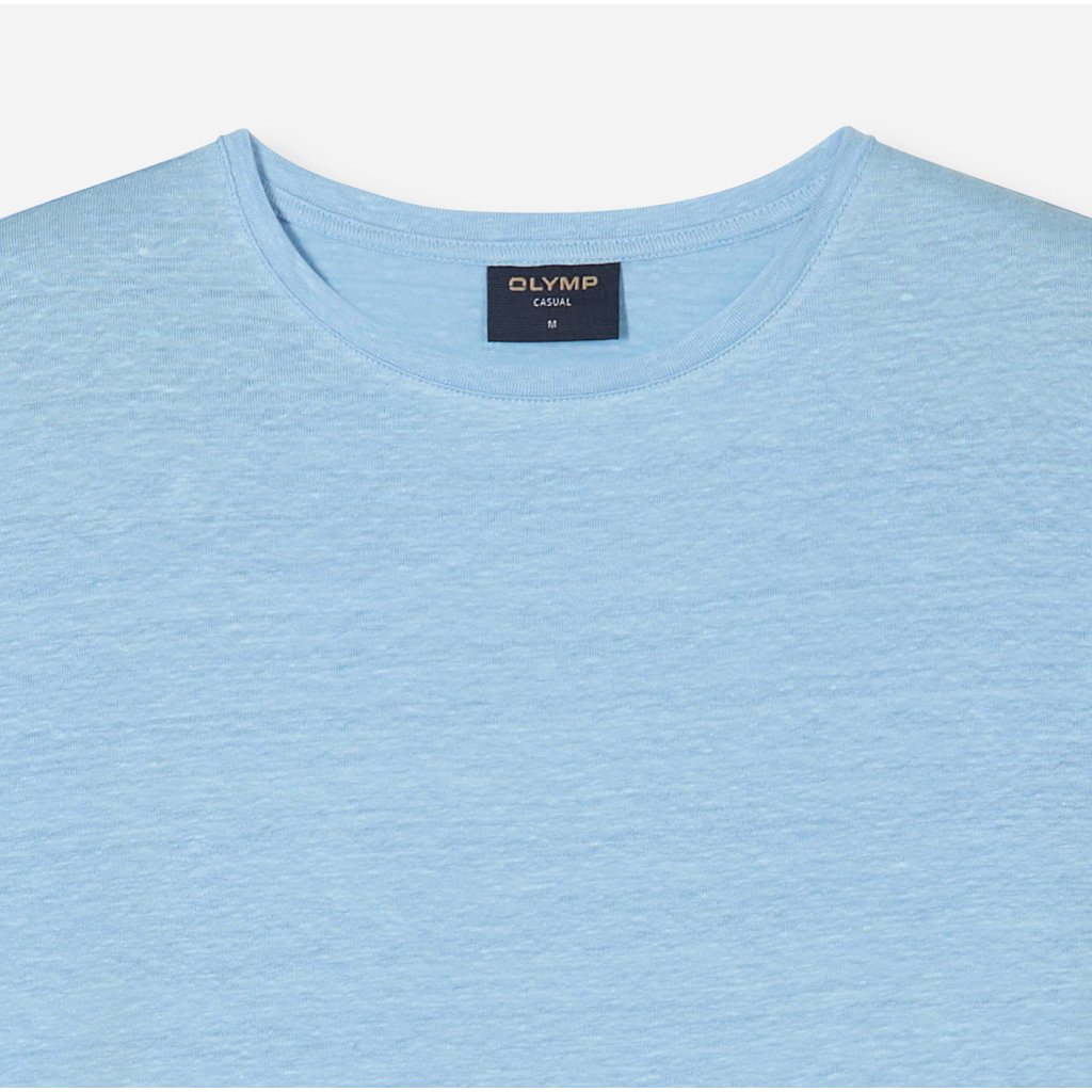 Pánske svetlomodré tričko OLYMP Casual z ľanovej zmesi
