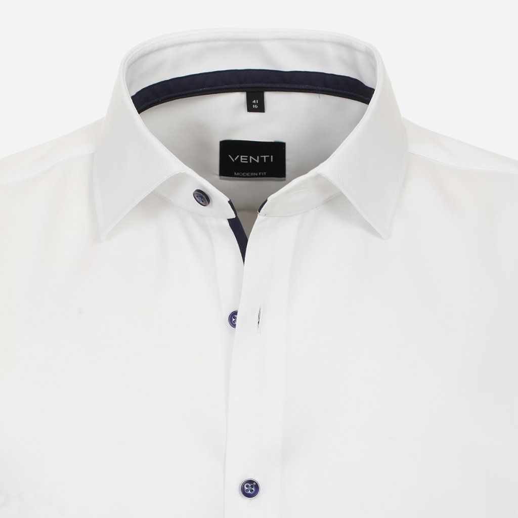 Pánska košeľa s krátkymi rukávmi VENTI biela Modern Fit detail tkaniny