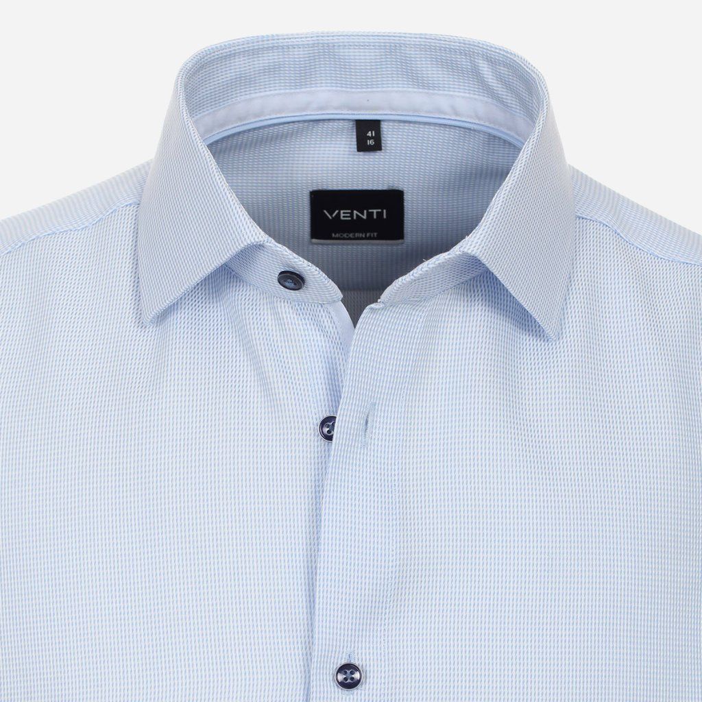 Pánska košeľa s krátkymi rukávmi VENTI svetlomodrá Modern Fit detail tkaniny