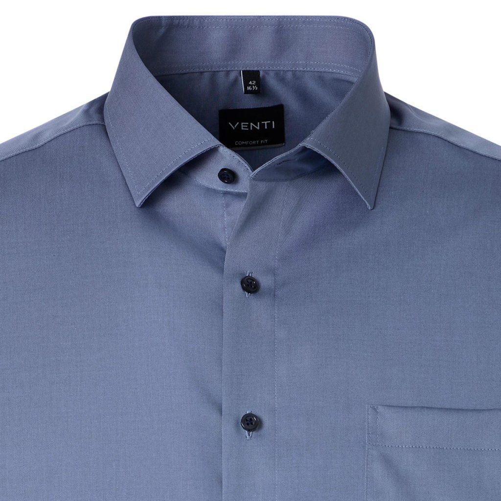 Detail twillovej tkaniny košele VENTI Comfort Fit modrá dlhý rukáv 72 cm