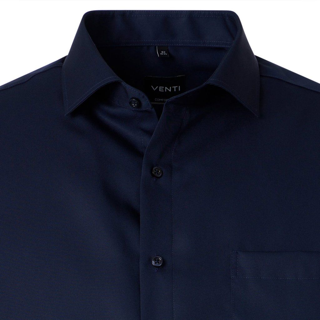 Detail twillovej tkaniny košele VENTI Comfort Fit tmavomodrá dlhý rukáv 72 cm