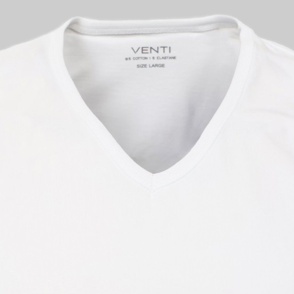 Biele pánske tielko VENTI V-výstrih detail materiálu dvojbalenie