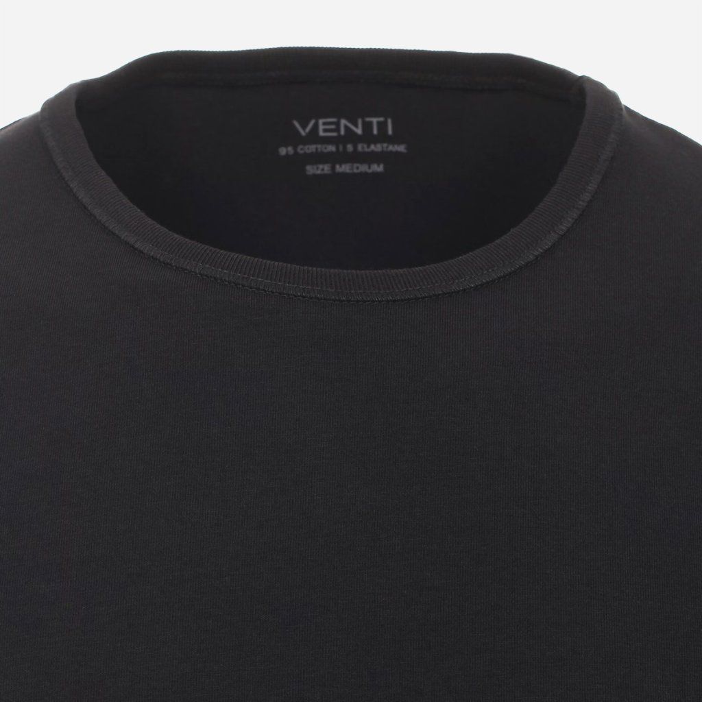 Čierne basic tričko VENTI dvojbalenie detail materiálu