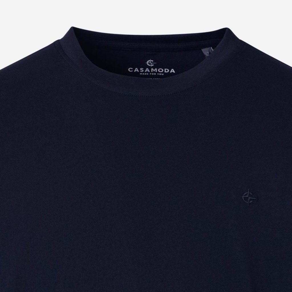 Tmavomodré basic tričko CASAMODA dvojbalenie detail materiálu navy