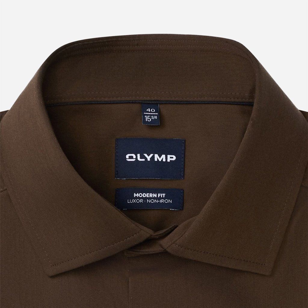 Čiernohnedá pánska košeľa OLYMP Luxor Modern Fit