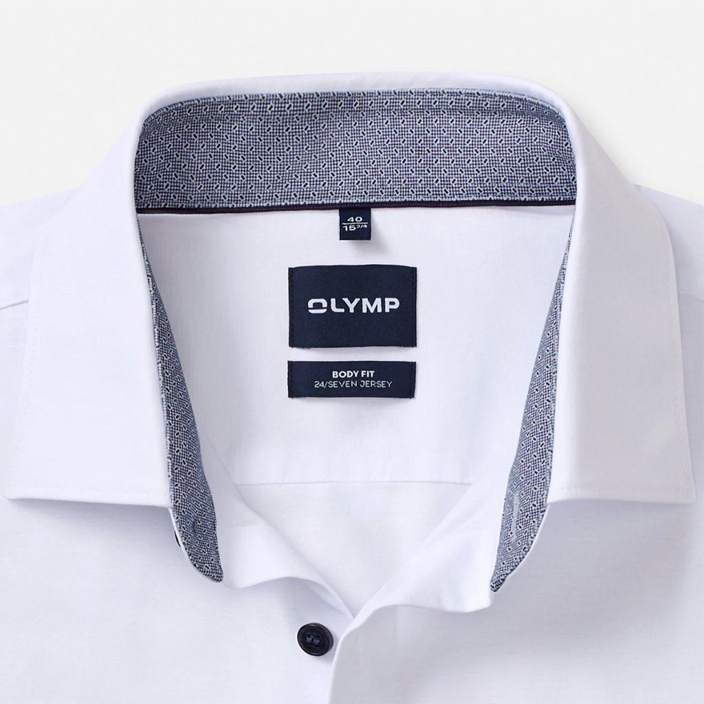 Biela strečová košeľa z džerseja OLYMP Level Five 24/Seven Body Fit