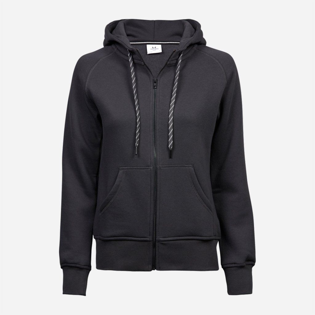 Tmavosivá dámska mikina na zips s kapucňou Tee Jays