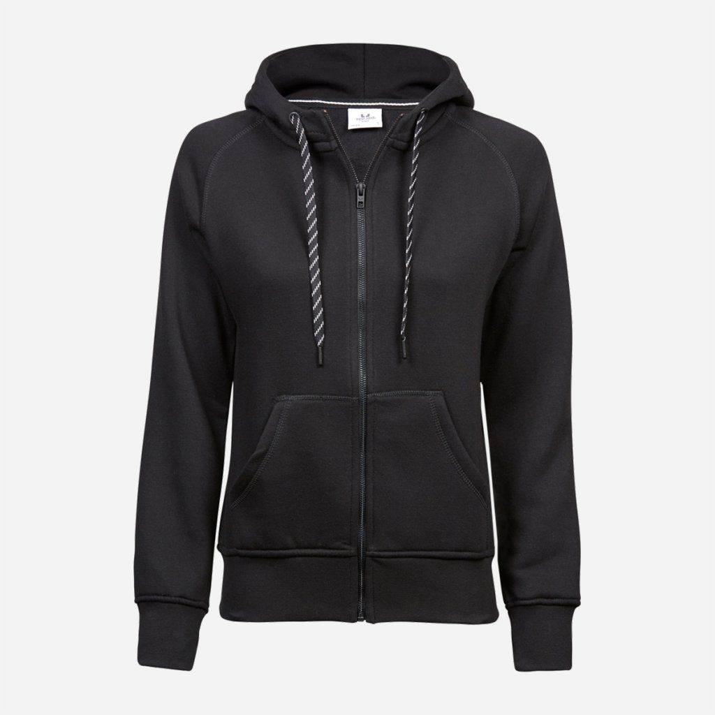 Čierna dámska mikina na zips s kapucňou Tee Jays