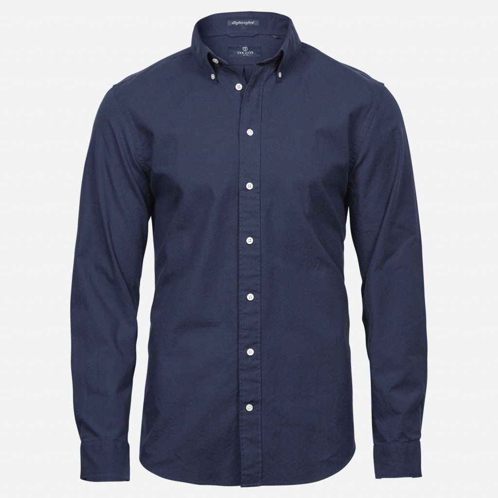 Tmavomodrá pánska oxford košeľa Tee Jays Perfect Oxford Shirt