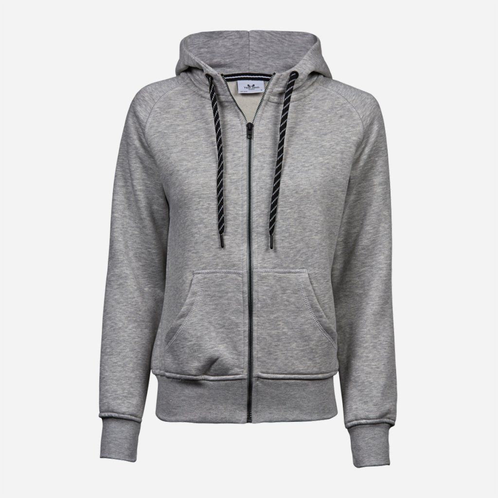 Svetlosivá melírovaná dámska mikina na zips s kapucňou Tee Jays